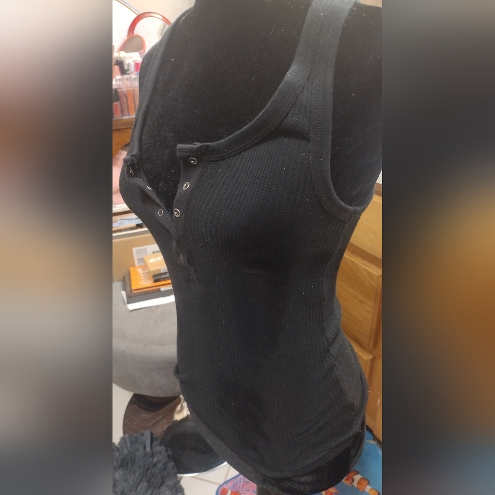 Arie/ American Eagle's Brand/ Black Button Henley Racer back Tank/ SZ Small/SOut